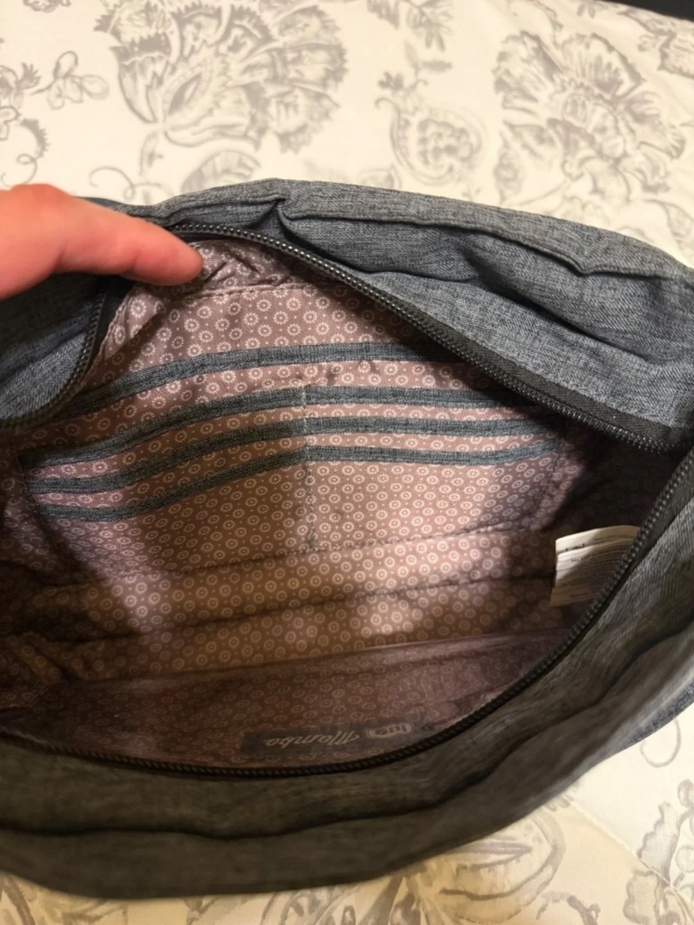 Lug Mambo Gray Crossbody Shoulder RFID Bag w/ Key Holster and Storage EUC